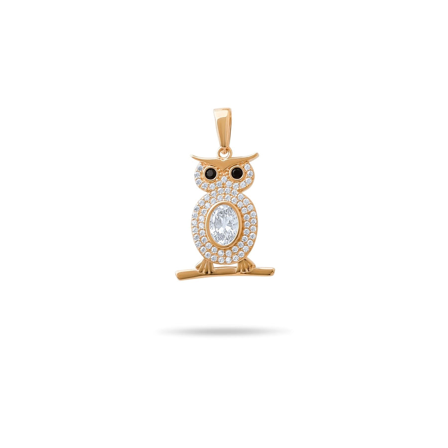 14ct Gold Owl Pendant – Sparkling Cubic Zirconia Jewellery, Owl Charm, Gift for Women - Pendant Only - Kolié