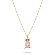 14ct Gold Owl Pendant – Sparkling Cubic Zirconia Jewellery, Owl Charm, Gift for Women - Pendant Only - Kolié