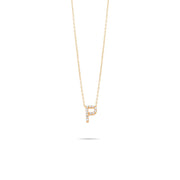 14ct Gold P Initial Necklace, Cubic Zirconia Personalised Pendant, Alphabet Letter Jewellery, Hallmarked - Kolié