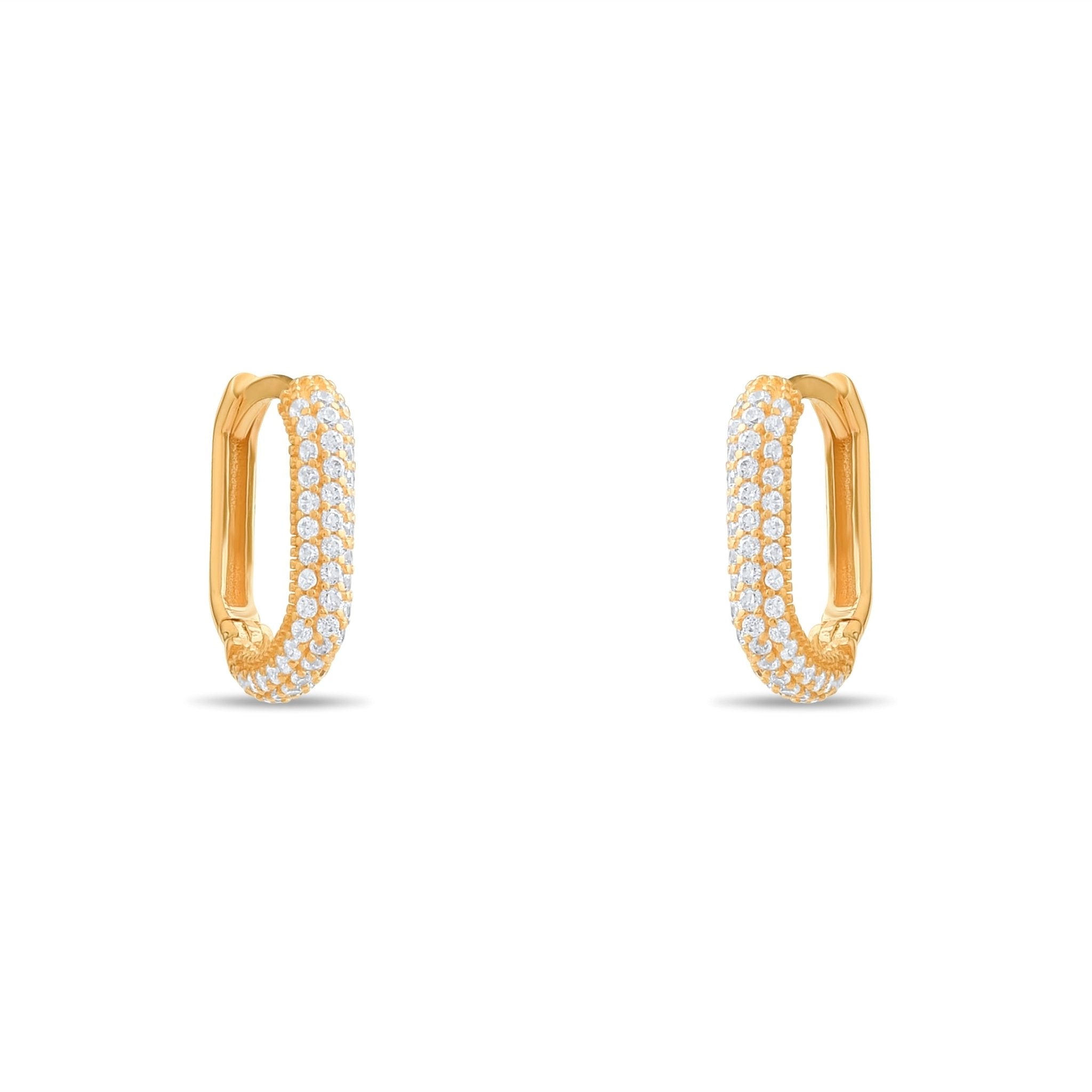 14ct Gold Pave Hoop Earrings with Cubic Zirconia | Dainty Gold Hoops | Elegant CZ Huggie Earrings | Gift for Her - Kolié