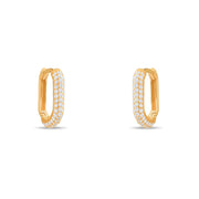 14ct Gold Pave Hoop Earrings with Cubic Zirconia | Dainty Gold Hoops | Elegant CZ Huggie Earrings | Gift for Her - Kolié