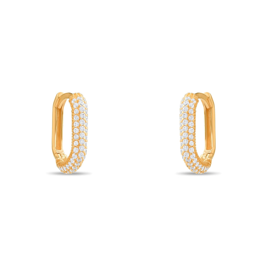 14ct Gold Pave Hoop Earrings with Cubic Zirconia | Dainty Gold Hoops | Elegant CZ Huggie Earrings | Gift for Her - Kolié