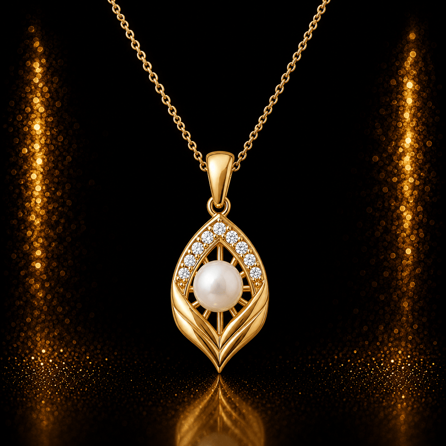 14ct Gold Pearl Leaf Pendant - Pendant Only - Kolié Fine Jewellery