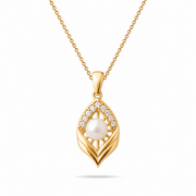 14ct Gold Pearl Leaf Pendant - Pendant Only - Kolié Fine Jewellery