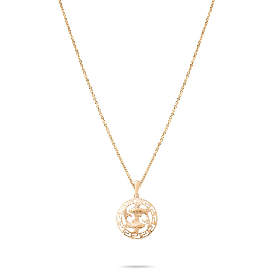 14ct Gold Pisces Zodiac Pendant – Hallmarked by Edinburgh Assay Office – Astrology Gift for Women - Kolié