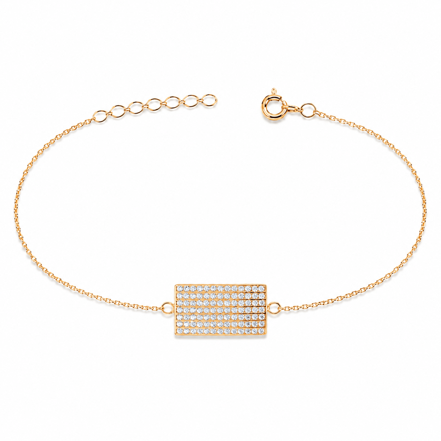 14ct Gold Rectangular Pave - Set CZ Bracelet - Kolié Fine Jewellery