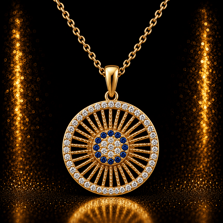 14ct Gold Round Protection Eye Pendant – Pendant Only - Kolié Fine Jewellery