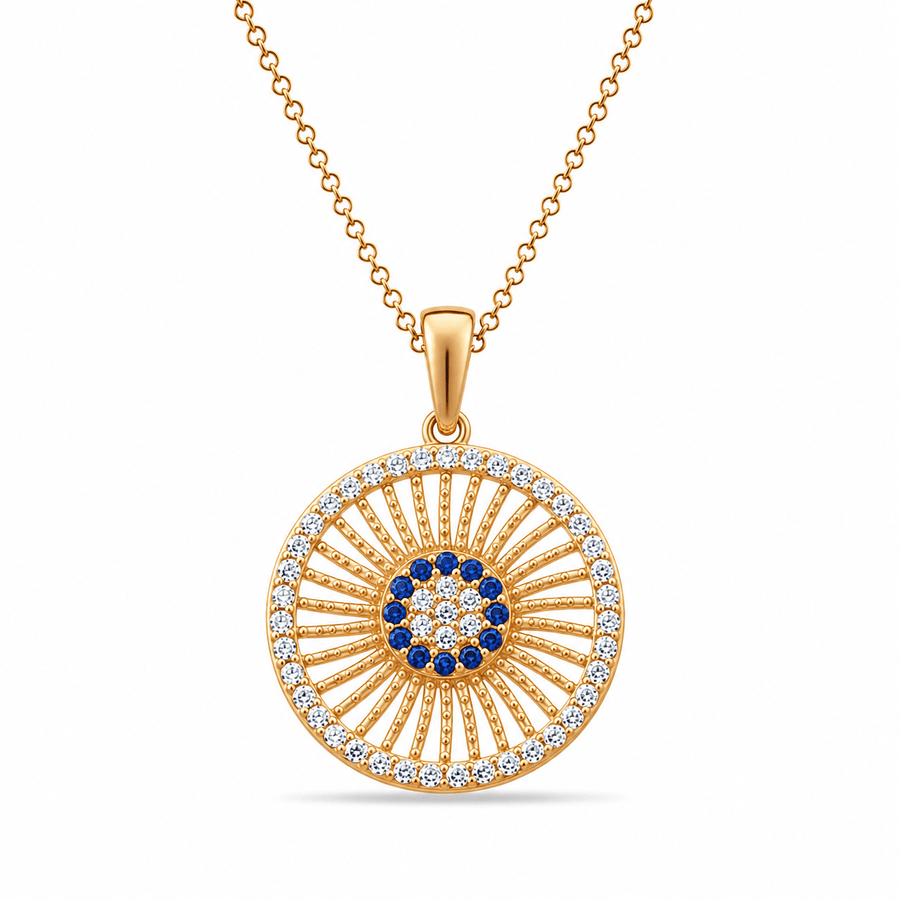 14ct Gold Round Protection Eye Pendant – Pendant Only - Kolié Fine Jewellery
