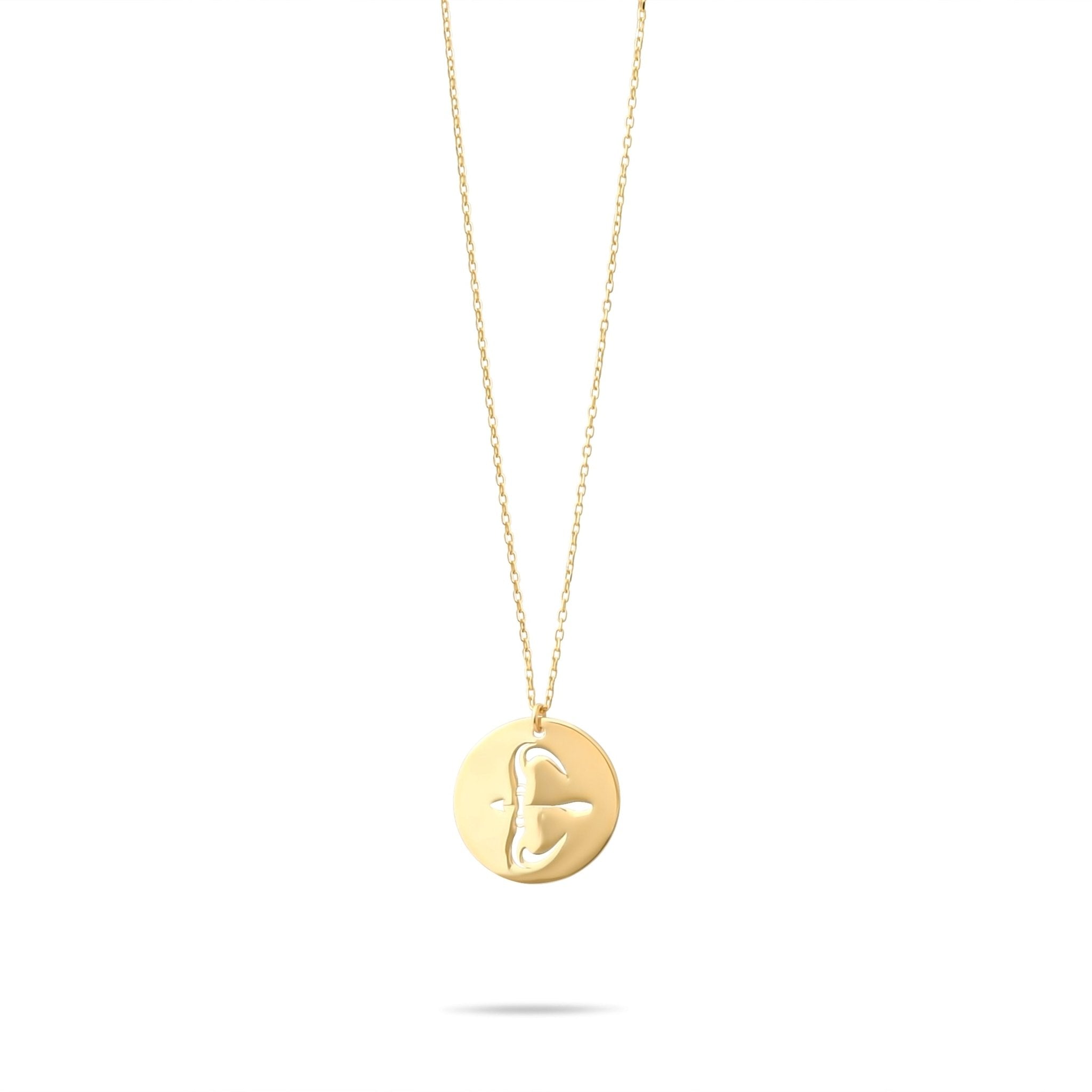 14ct Gold Sagittarius Zodiac Pendant Necklace with Chain | Astrology Birthday Jewellery for Women & Teens | Hallmarked Gift - Kolié