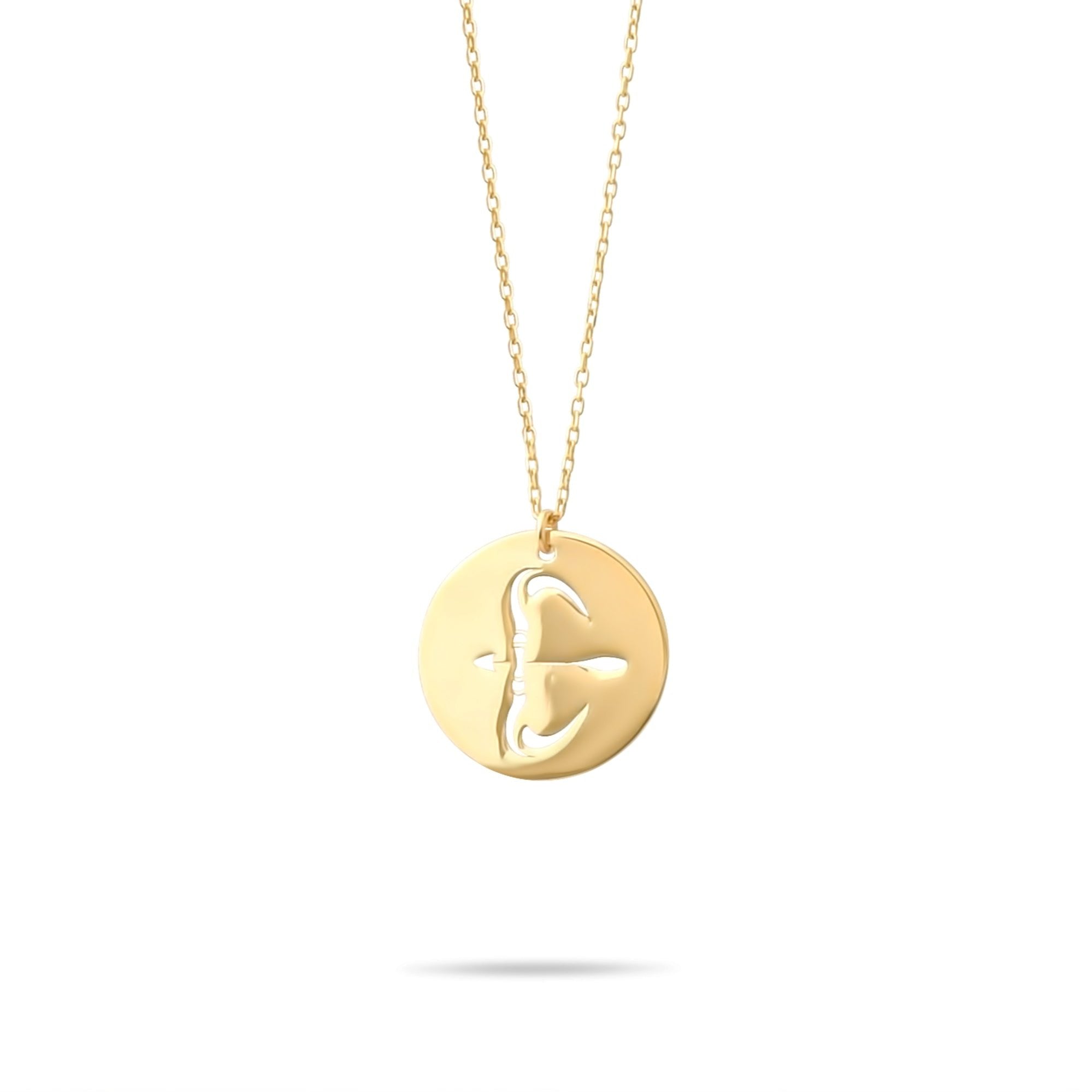 14ct Gold Sagittarius Zodiac Pendant Necklace with Chain | Astrology Birthday Jewellery for Women & Teens | Hallmarked Gift - Kolié