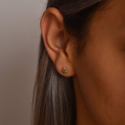 14ct Gold Shell Stud Earrings | Dainty Cubic Zirconia Seashell Studs | Kolié - Kolié Fine Jewellery