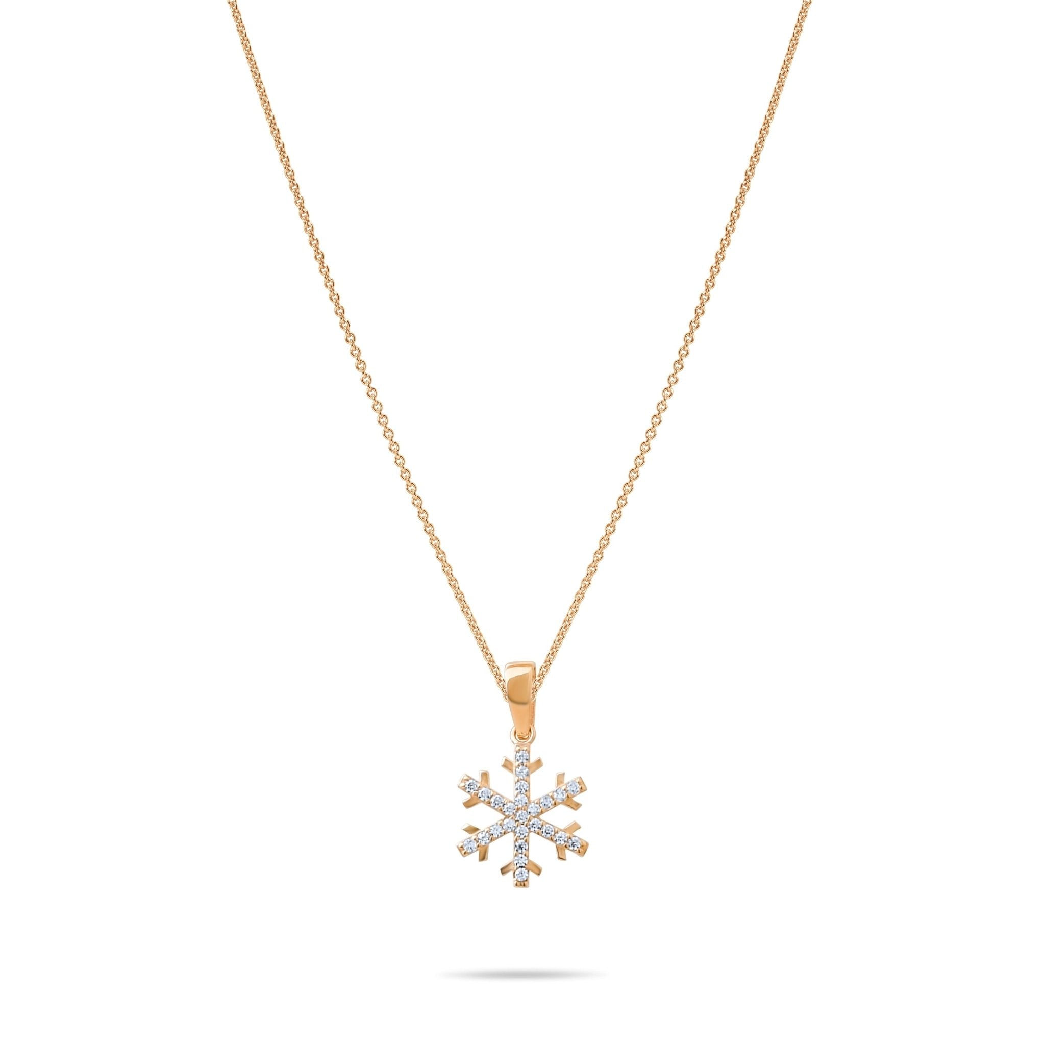 14ct Gold Snowflake Pendant – Christmas Gift, Festive Jewellery - Pendant Only - Kolié