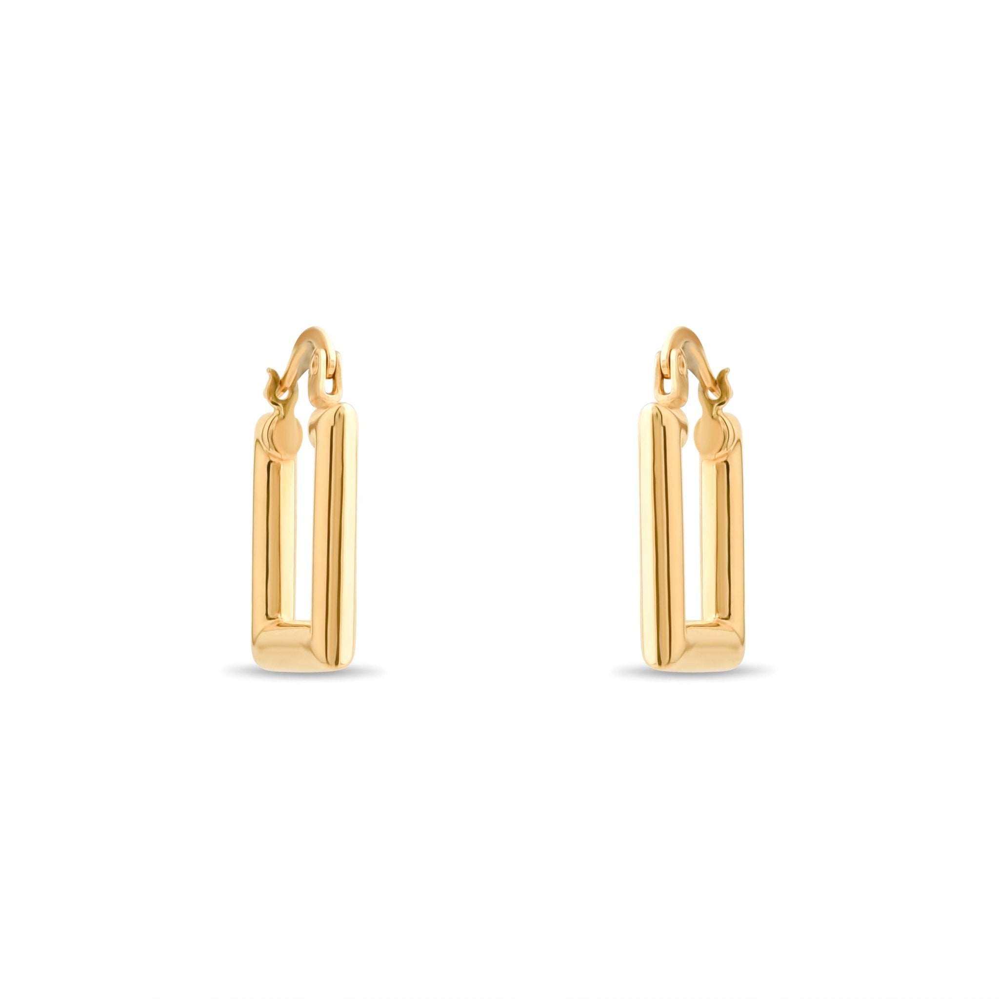 14ct Gold Square Hoop Earrings | Minimalist Gold Huggie Earrings | Stylish Jewellery Gift for Her - Kolié