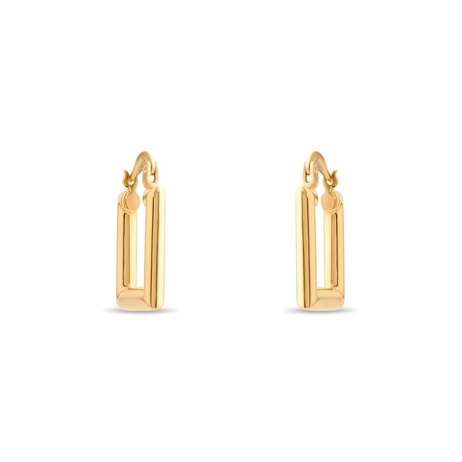 14ct Gold Square Hoop Earrings | Minimalist Gold Huggie Earrings | Stylish Jewellery Gift for Her - Kolié