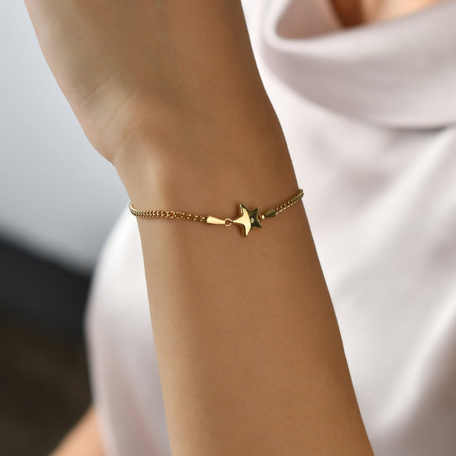 14ct Gold Star Bracelet for Women | Delicate Adjustable Gold Chain | Celestial - Themed Jewellery Gift - Kolié