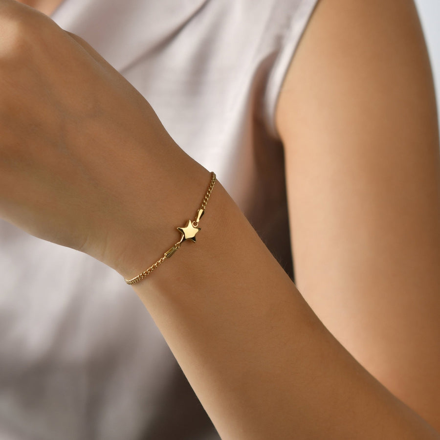 14ct Gold Star Bracelet for Women | Delicate Adjustable Gold Chain | Celestial - Themed Jewellery Gift - Kolié