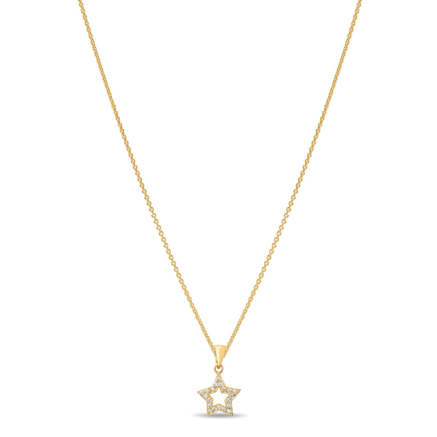 14ct Gold Star Pendant with CZ, Dainty Star Pendant, Gift for Women - Pendant Only - Kolié