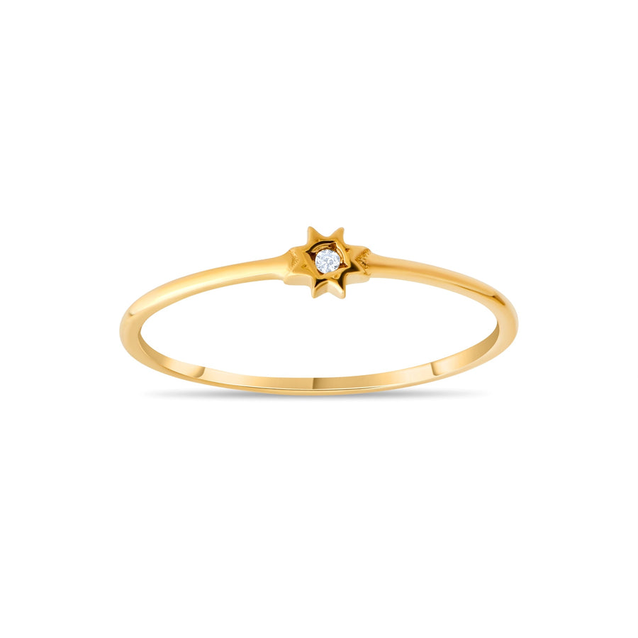 14ct Gold Star Ring with Cubic Zirconia – Size L - Kolié Fine Jewellery