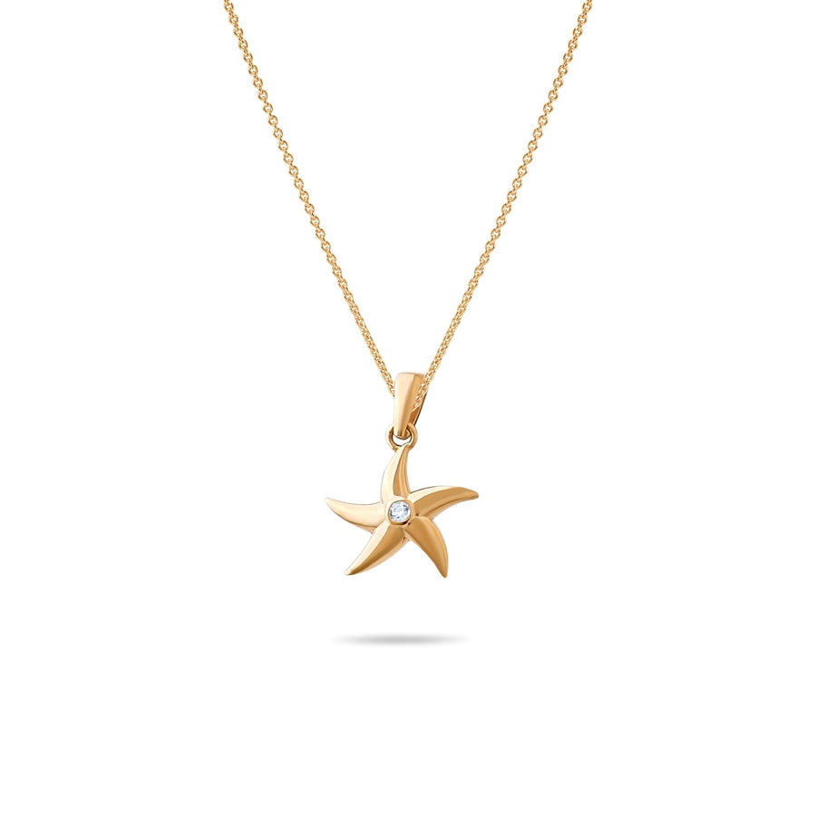 14ct Gold Starfish Pendant with Cubic Zirconia – Nautical Jewellery - Pendant Only - Kolié