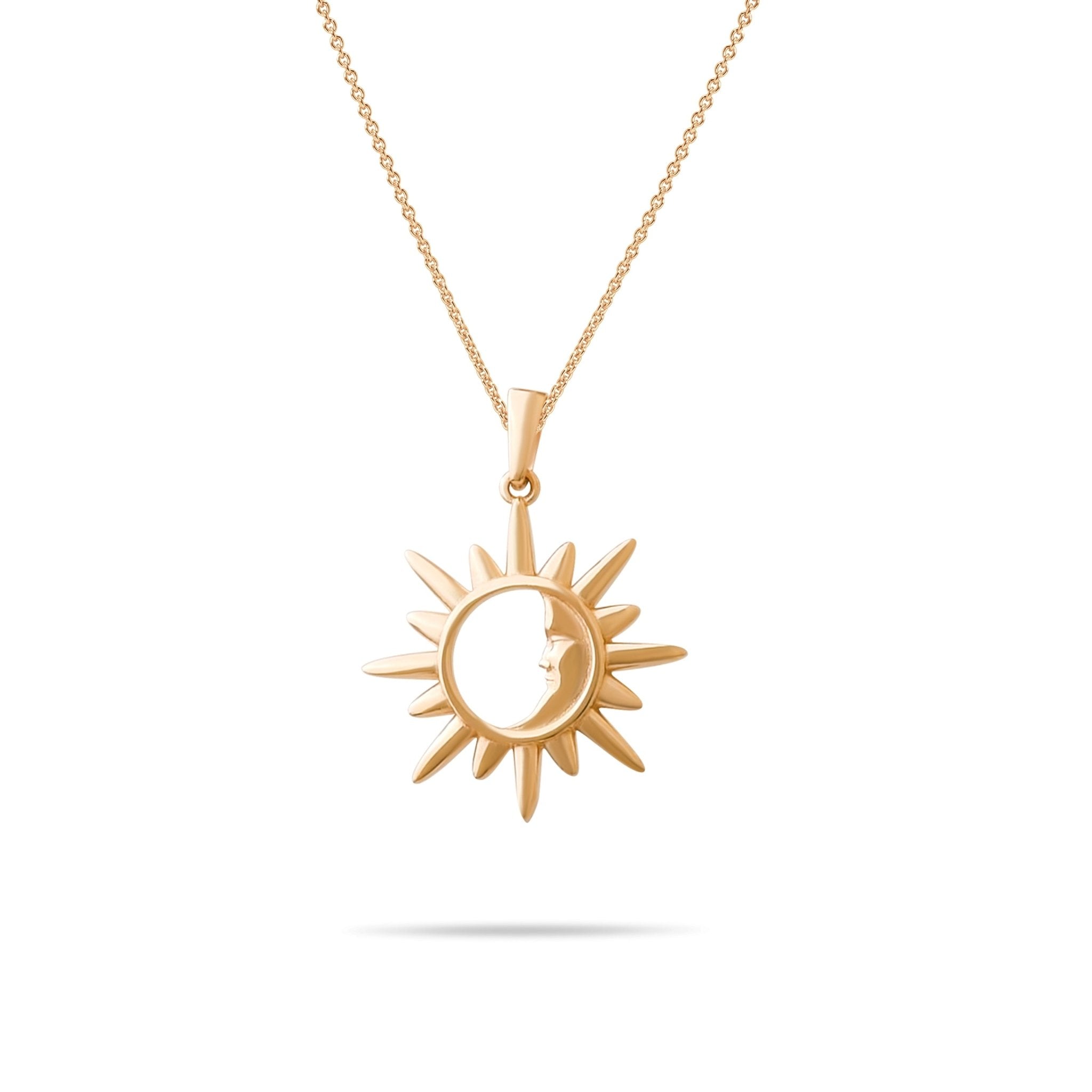 14ct Gold Sun and Moon Pendant – Celestial Jewellery, Sun Charm, Moon Charm, Gift for Women - Pendant Only - Kolié