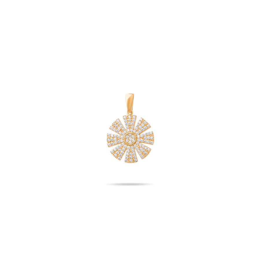 14ct Gold Sunburst Pendant Necklace, Bold Cubic Zirconia Charm, Hallmarked Gold Statement Pendant Only - Kolié