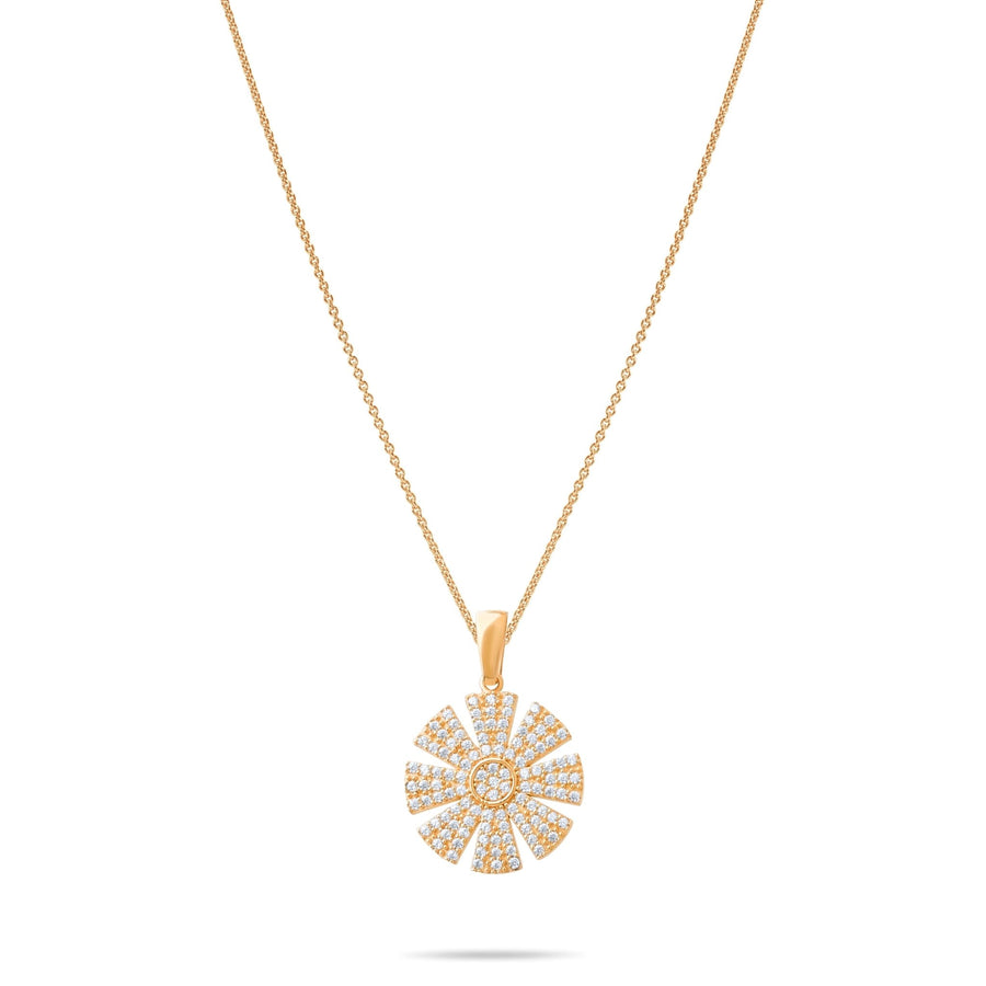 14ct Gold Sunburst Pendant Necklace, Bold Cubic Zirconia Charm, Hallmarked Gold Statement Pendant Only - Kolié