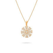 14ct Gold Sunburst Pendant Necklace, Bold Cubic Zirconia Charm, Hallmarked Gold Statement Pendant Only - Kolié