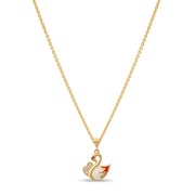 14ct Gold Swan Pendant for Girls | Enamel & Cubic Zirconia | Elegant Jewellery | Pendant Only - Kolié