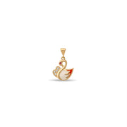 14ct Gold Swan Pendant for Girls | Enamel & Cubic Zirconia | Elegant Jewellery | Pendant Only - Kolié