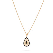 14ct Gold Teardrop Pendant, Black Cubic Zirconia Maze Design, Hallmarked Gold Statement Necklace - Pendant Only - Kolié