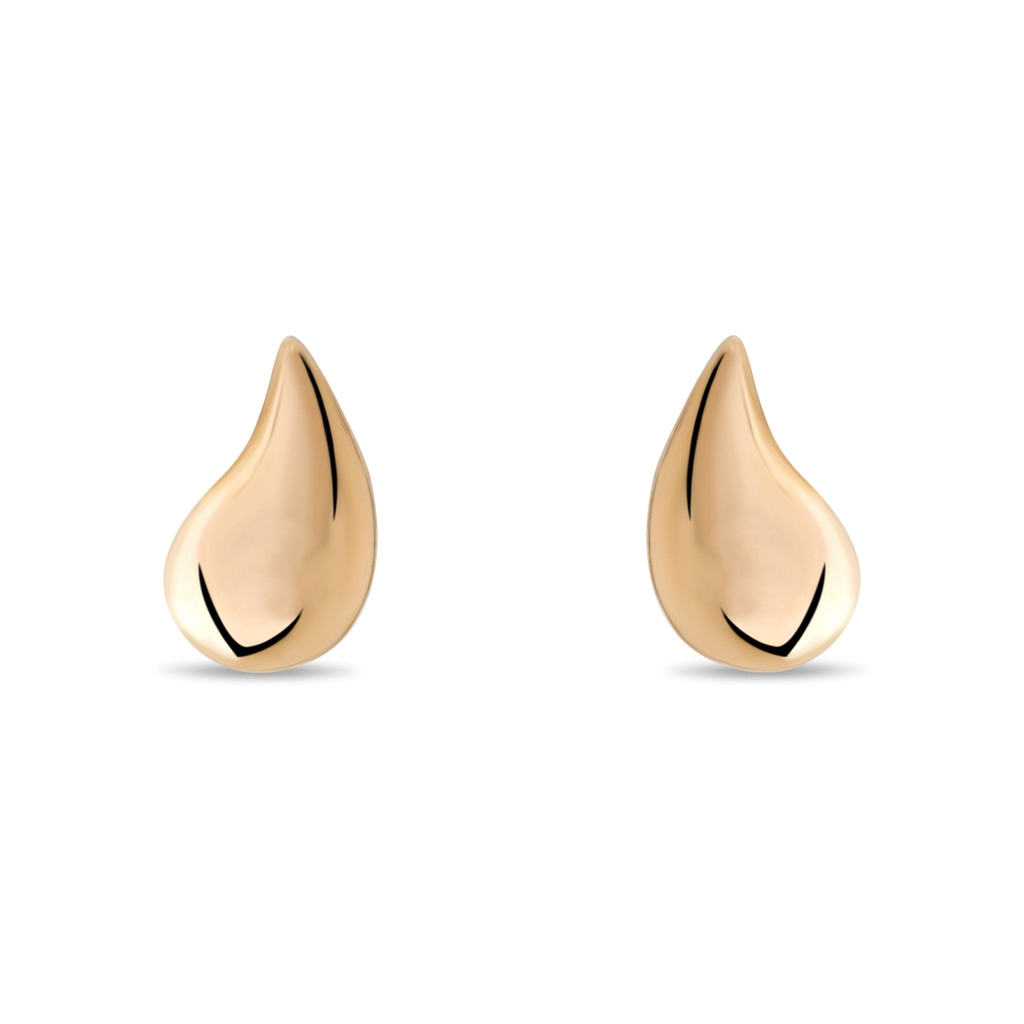 14ct Gold Teardrop Stud Earrings | Minimalist Gold Drop Studs | Kolié - Kolié Fine Jewellery