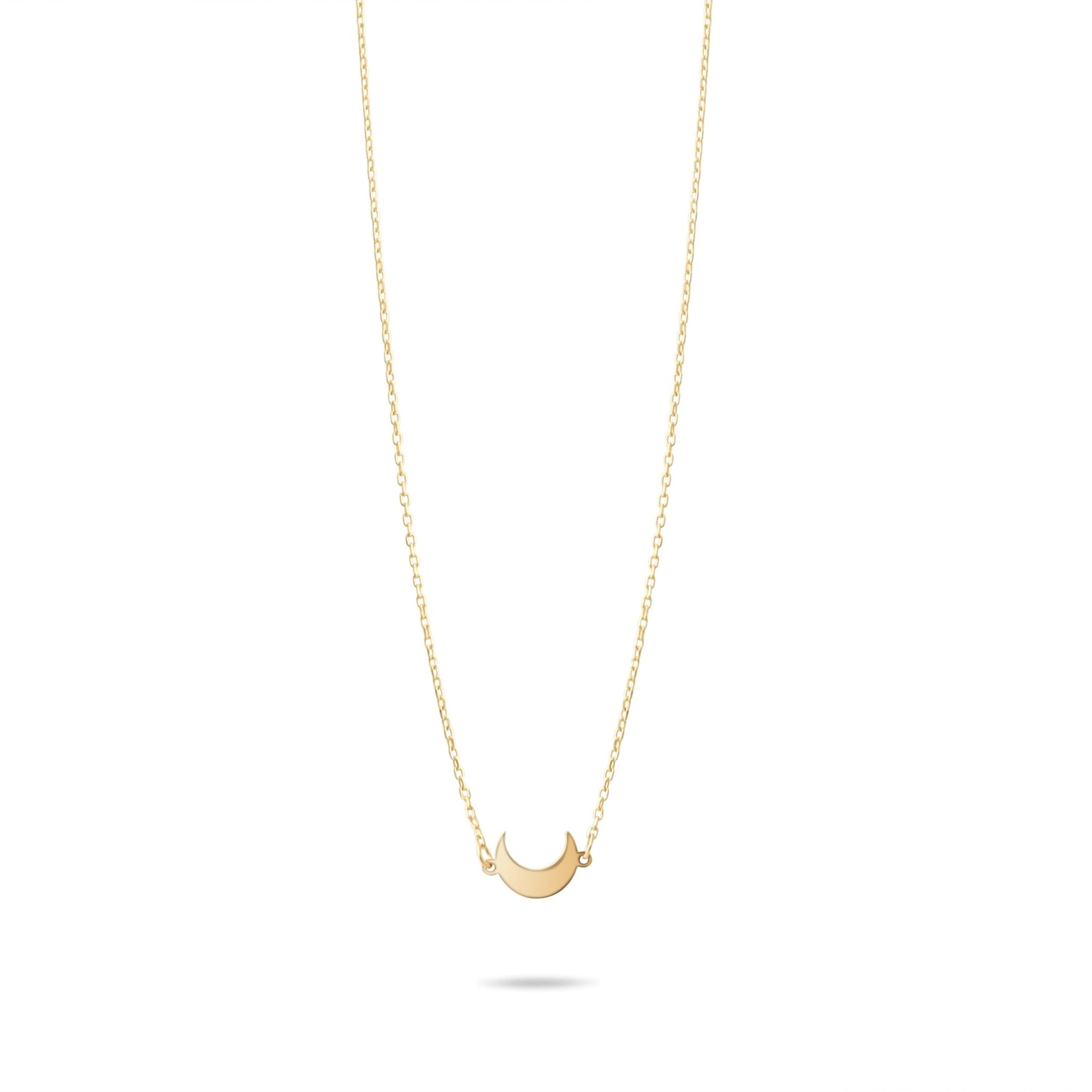 14ct Gold Tiny Crescent Moon Necklace | Minimalist Gold Pendant for Women | Chain Included - Kolié