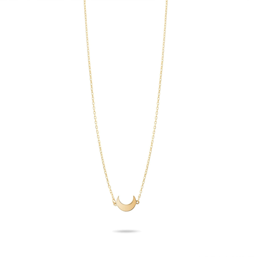 14ct Gold Tiny Crescent Moon Necklace | Minimalist Gold Pendant for Women | Chain Included - Kolié