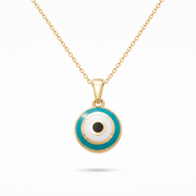 14ct Gold Tiny Evil Eye Pendant - Dainty Good Luck Pendant - Kolié Fine Jewellery