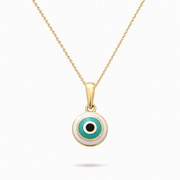 14ct Gold Tiny Evil Eye Pendant - Dainty Good Luck Pendant - Kolié Fine Jewellery