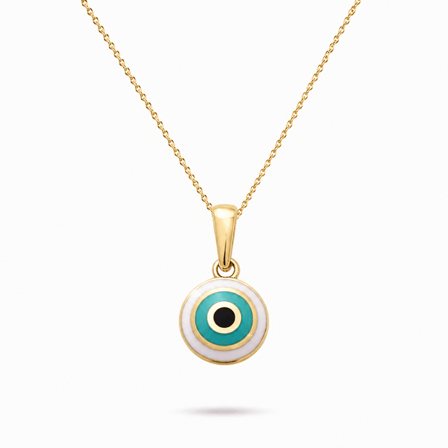 14ct Gold Tiny Evil Eye Pendant - Dainty Good Luck Pendant - Kolié Fine Jewellery
