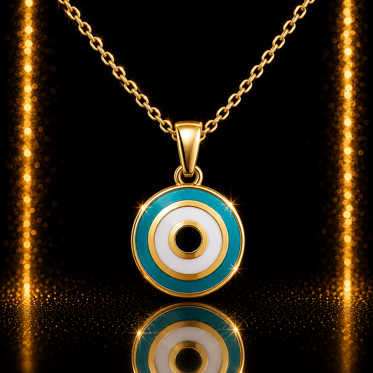 14ct Gold Tiny Evil Eye Pendant - Dainty Good Luck Pendant - Kolié Fine Jewellery