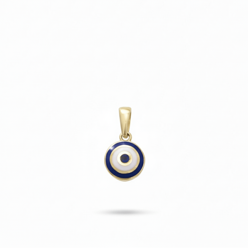 14ct Gold Tiny Evil Eye Pendant - Dainty Good Luck Pendant - Kolié Fine Jewellery
