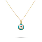 14ct Gold Tiny Evil Eye Pendant - Dainty Good Luck Pendant - Kolié Fine Jewellery