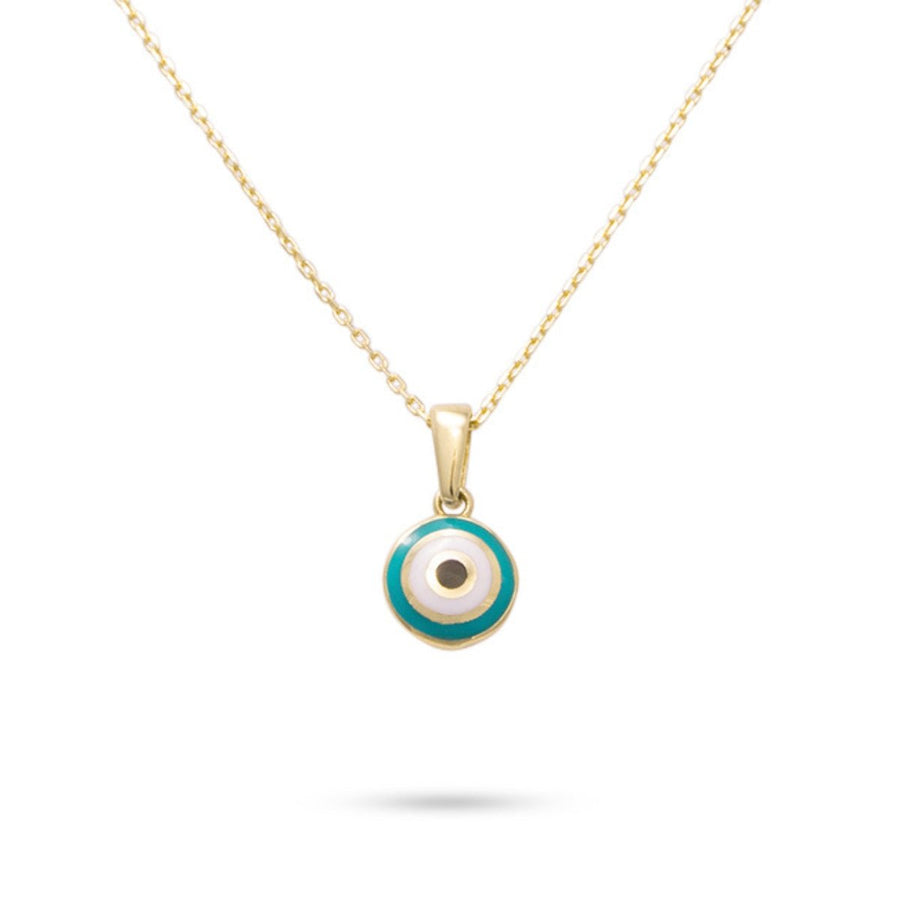 14ct Gold Tiny Evil Eye Pendant - Dainty Good Luck Pendant - Kolié Fine Jewellery