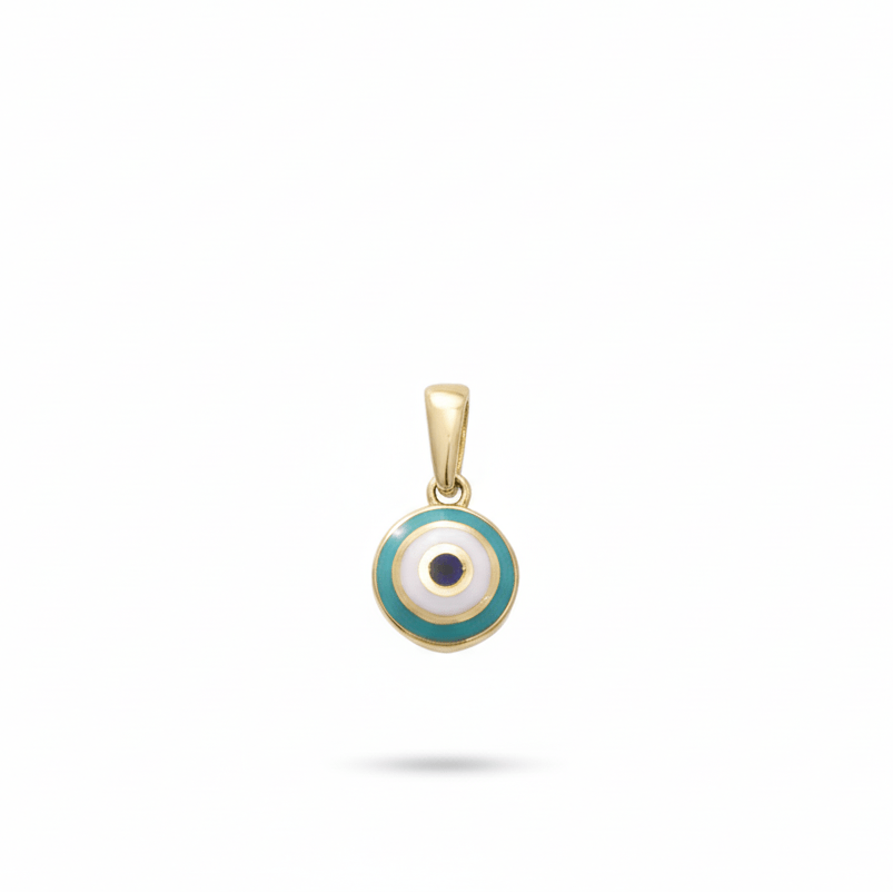 14ct Gold Tiny Evil Eye Pendant - Dainty Good Luck Pendant - Kolié Fine Jewellery