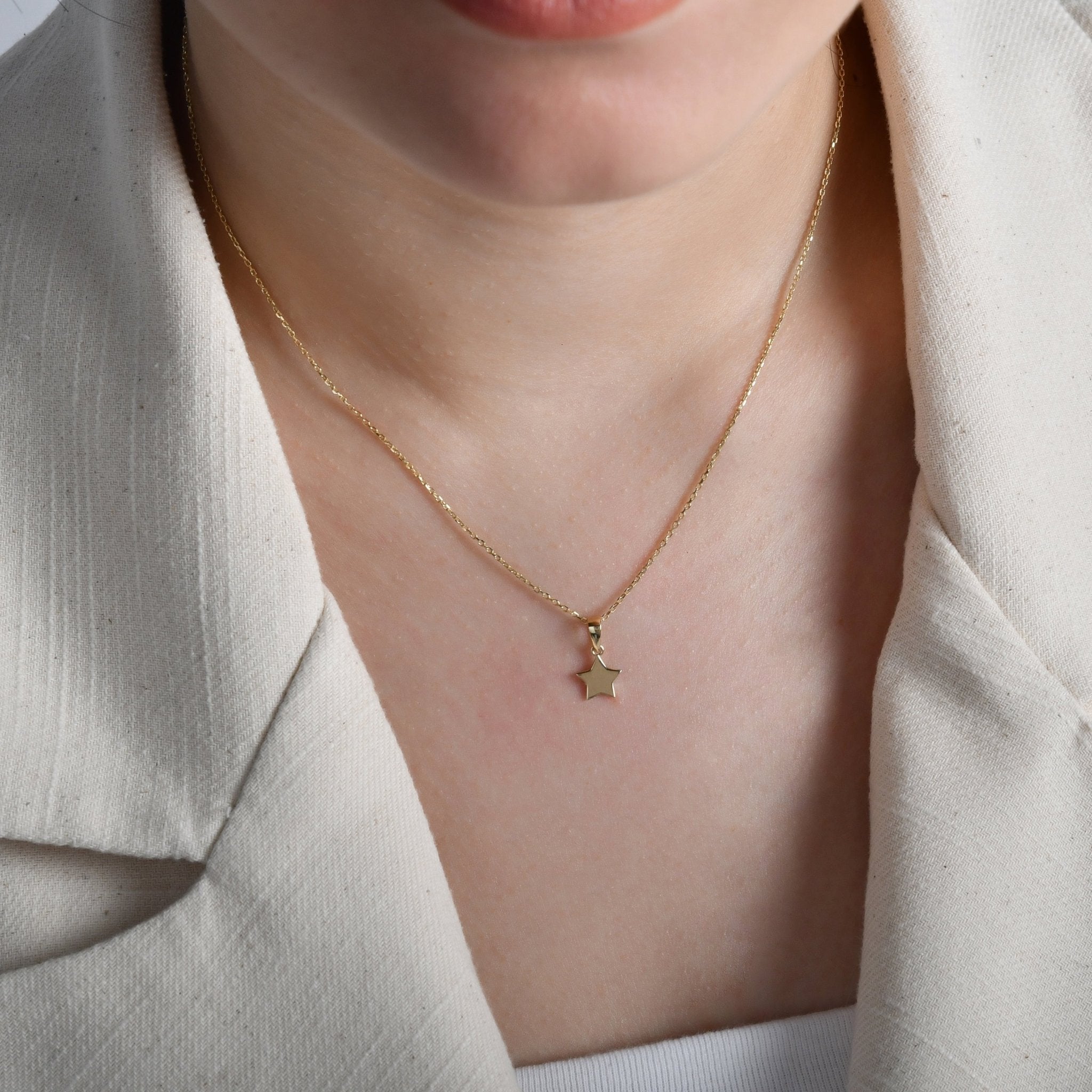 14ct Gold Tiny Star Pendant – Perfect Christmas Gift - Pendant Only - Kolié