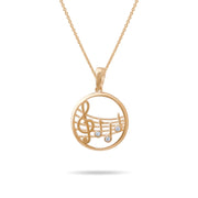 14ct Gold Treble Clef Pendant with Cubic Zirconia – Perfect Gift for Music Lovers - Pendant Only - Kolié