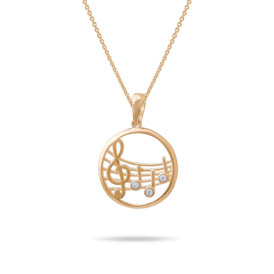 14ct Gold Treble Clef Pendant with Cubic Zirconia – Perfect Gift for Music Lovers - Pendant Only - Kolié