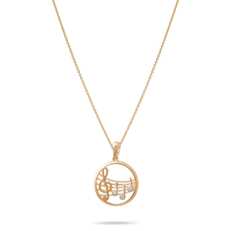 14ct Gold Treble Clef Pendant with Cubic Zirconia – Perfect Gift for Music Lovers - Pendant Only - Kolié