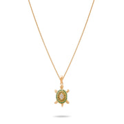 14ct Gold Turtle Pendant, Green and Yellow Cubic Zirconia Necklace, Ocean - Inspired Jewellery, Pendant Only - Kolié