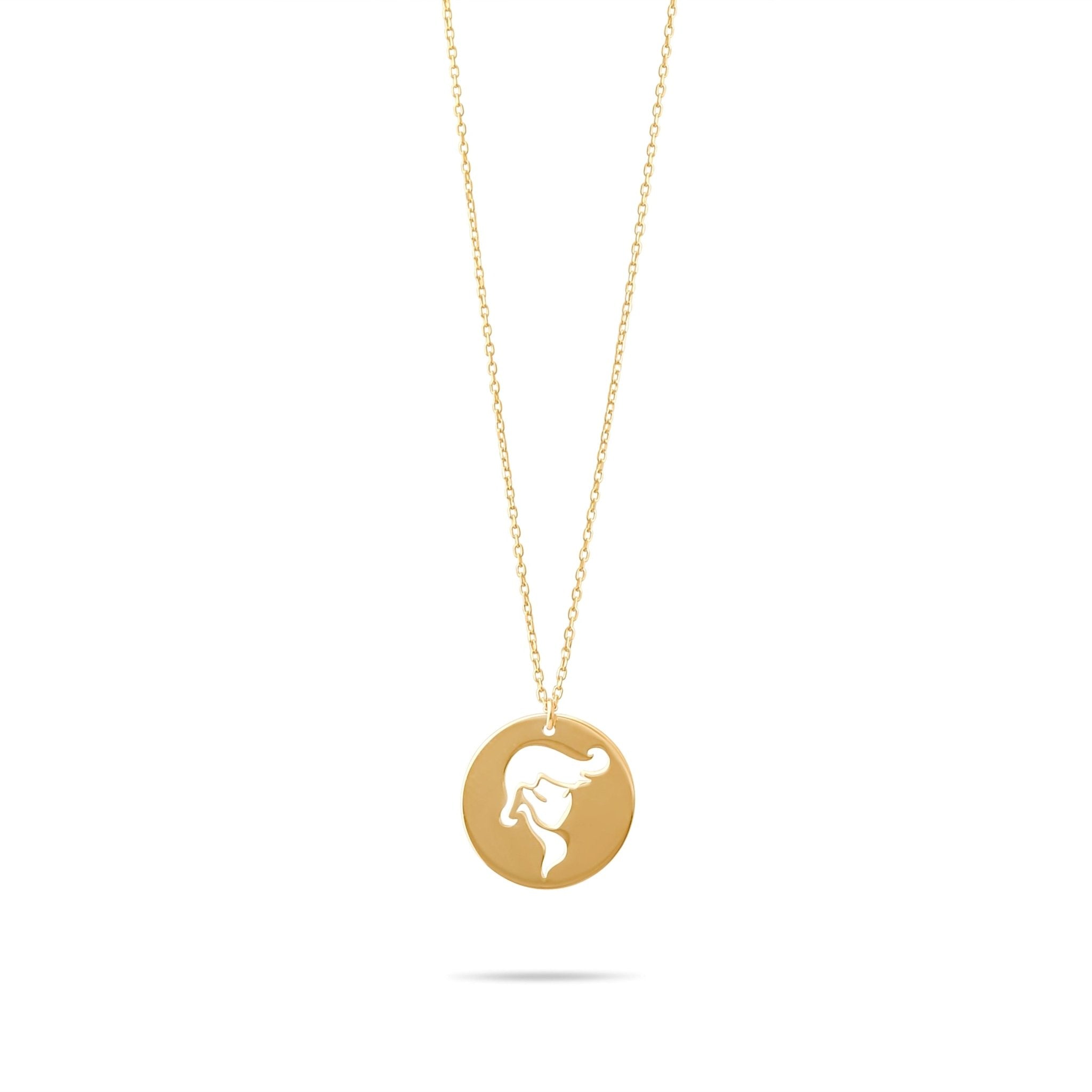 14ct Gold Virgo Zodiac Pendant Necklace with Chain | Astrology Birthday Jewellery for Women & Teens | Hallmarked Gift - Kolié