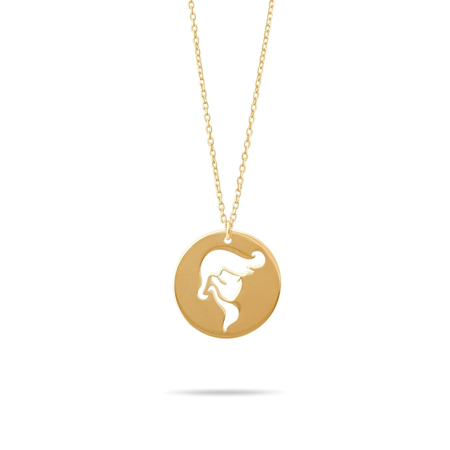 14ct Gold Virgo Zodiac Pendant Necklace with Chain | Astrology Birthday Jewellery for Women & Teens | Hallmarked Gift - Kolié