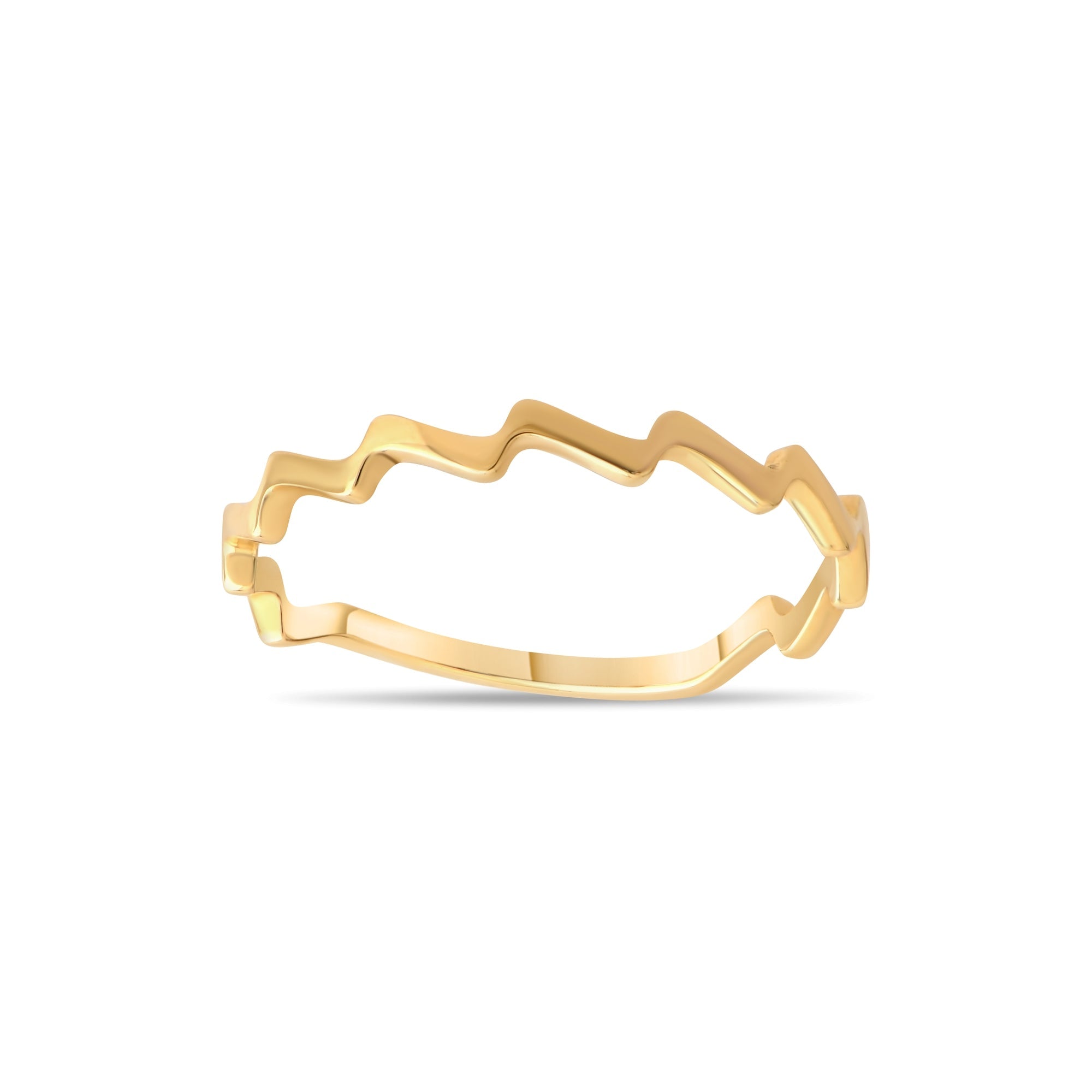 14ct Gold Wavy Outline Zigzag Ring - Kolié Fine Jewellery
