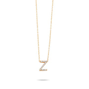 14ct Gold Z Initial Necklace, Cubic Zirconia Personalised Pendant, Alphabet Letter Jewellery, Hallmarked - Kolié